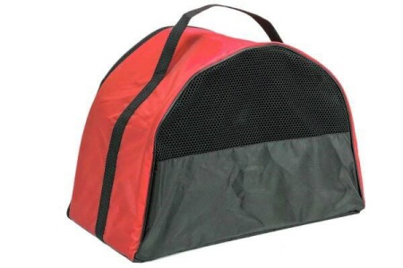 Сумка переноска ЧИП Полукруглая №2 нейлон с сетчатым окном 42*21*28см/9047красная/Дарэлл