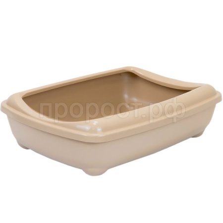 Туалет для кошек Zoo-M глубокий большой под наполнитель бежевый 50*38*13см