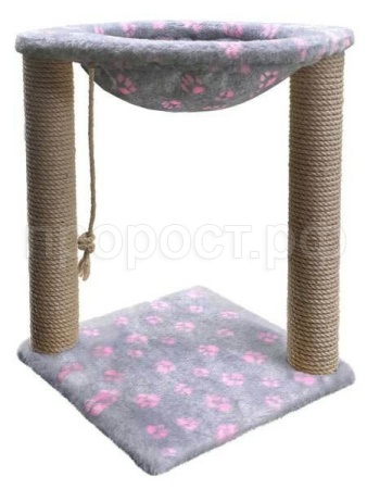 Когтеточка зверье мое столбик №3 с гамаком, джут розовая пантера