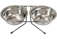 Миска двойная напольная ЭКО металл 2*0,7л черная/1312черн/Дарэлл