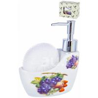 Диспенсер для жидкого мыла с подставкой под губки цветочный декор 102-05041