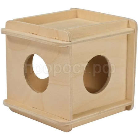 Игрушка для грызунов Домик деревянный кубик малый 10*10*11,5 см/8521
