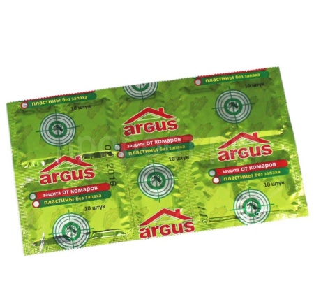 ARGUS Пластины от комаров зеленые без запаха 10шт