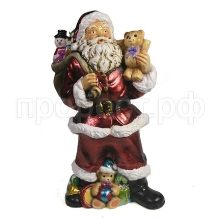 Санта с игрушечным мишкой в руке(красный)L10W13H25см 713239/W085