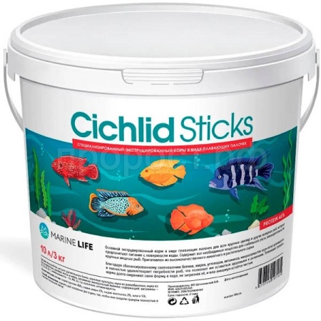 Корм для рыб Marine Life Cichlid Sticks 10л/3кг