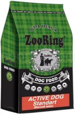 Корм для собак ZooRing Active Standart мясной микс для  активных собак средних и крупных пород 10кг