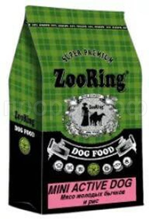 Корм для собак ZooRing Mini Active мясо молодых бычков для активных собак мелких и средних пород 10кг
