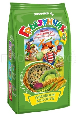 Корм-лакомство для грызунов овощное ассорти Грызунчик-4  200г