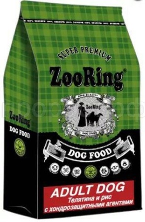 Корм для собак ZooRing Adult телятина и рис с хондропротектерами для собак средних и крупных пород 10кг