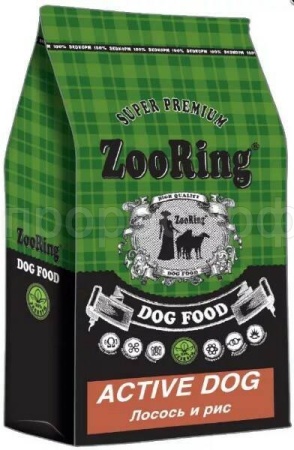 Корм для собак ZooRing Active лосось и рис для активных собак средних и крупных пород10кг